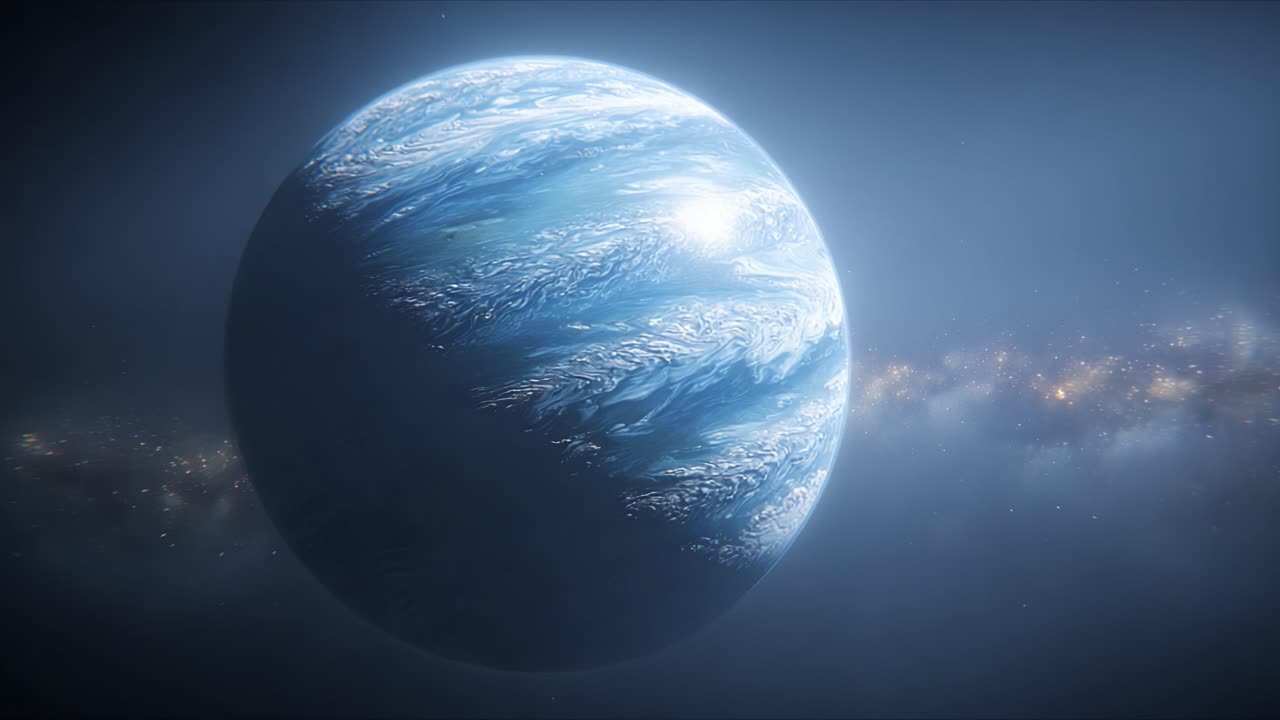 En fantastisk kosmisk visning af en smuk, blå planet omgivet af stjerner, der fremhæver vores univers' enorme størrelse og mystik i to fængslende rammer