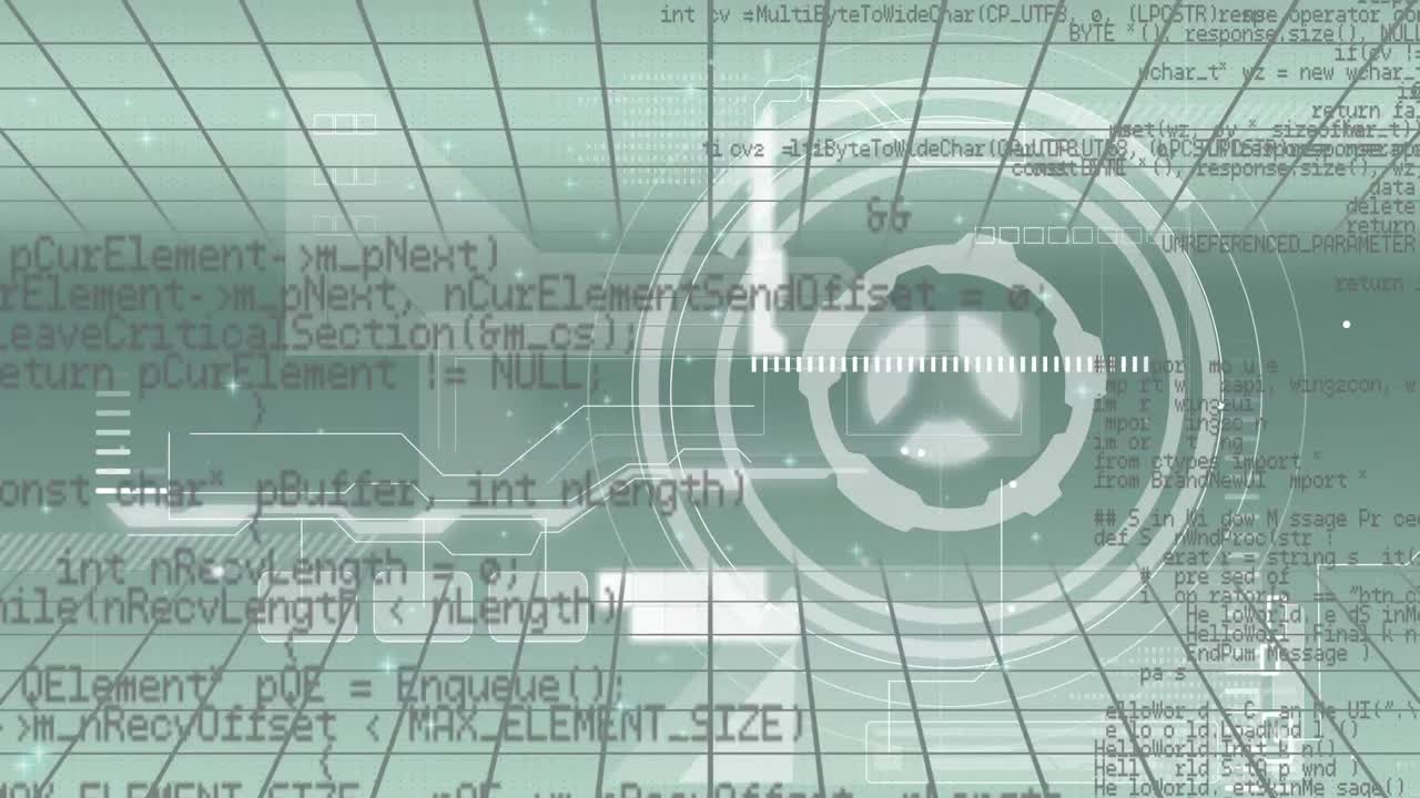 Animation of programming language with arc reactor against abstract background