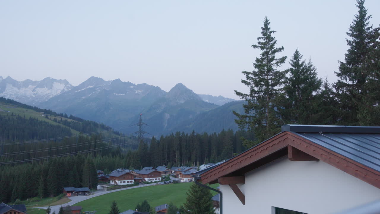 Mountain Village in the Alps at Dusk