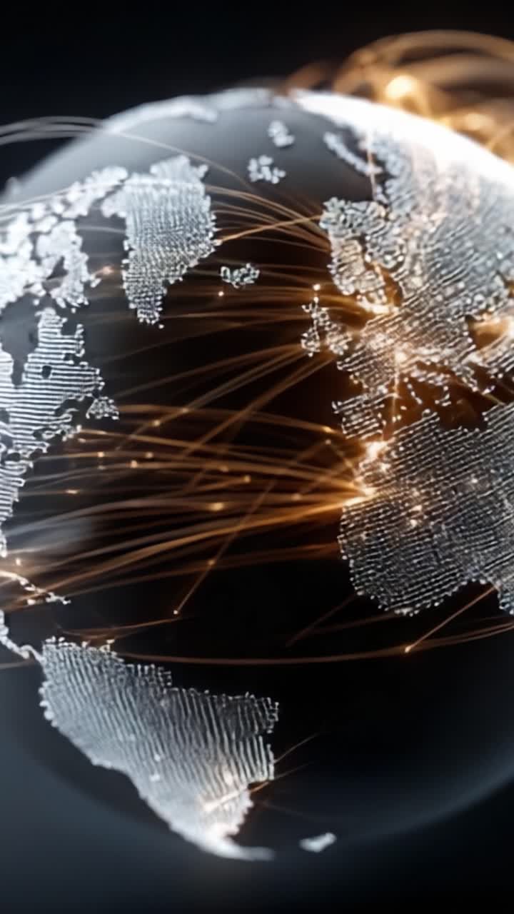 A Stunning Visualization of Global Connectivity Highlighting the Digital Network, With Illuminated Data Streams Connecting Continents Across a Dark Background