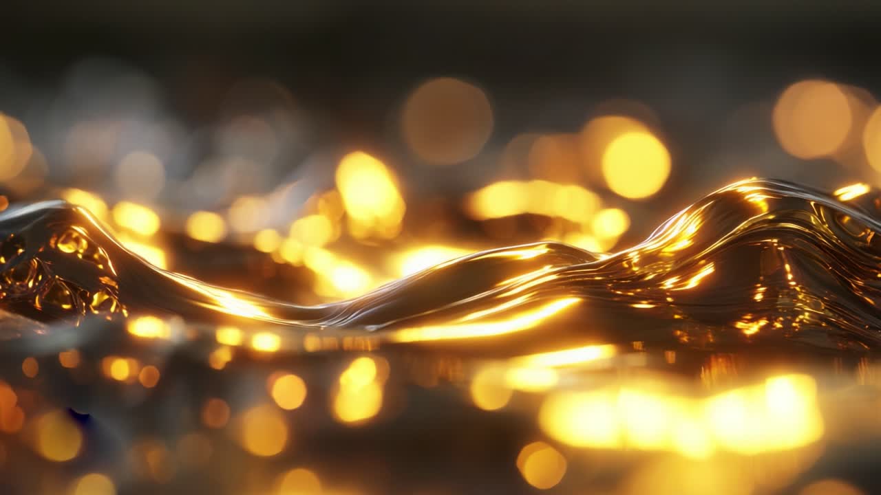 Captivating Golden Waves: An Enchanting Display of Fluid Dynamics and Light Reflections in a Mesmerizing, Shimmering Surface Sea of Warm Metallic Tones and Textures