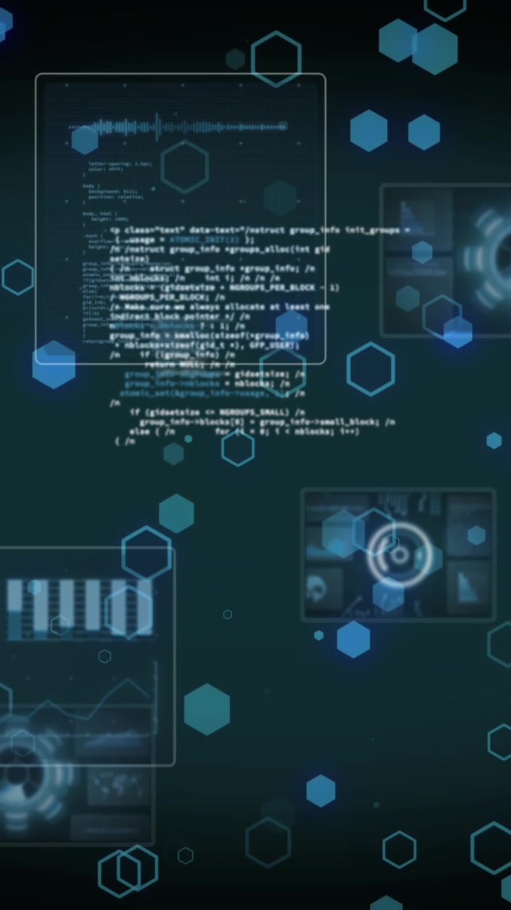Animasjon av databehandling med skanning på svart bakgrunn