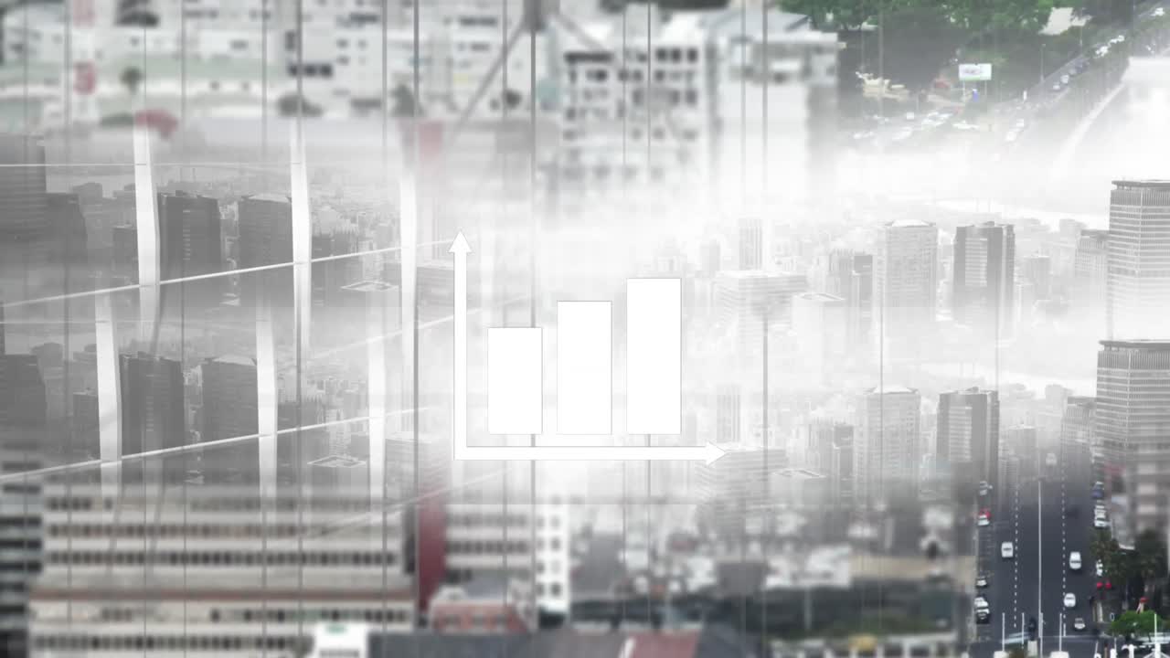 도시 풍경 배경에 대한 통계 처리의 애니메이션