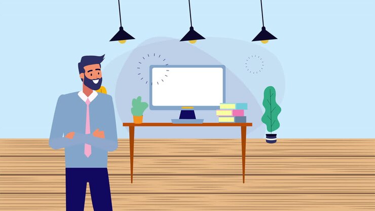 businessman with desktop in the office