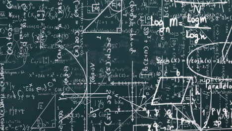 animating mathematical equations and geometric shapes over dark background
