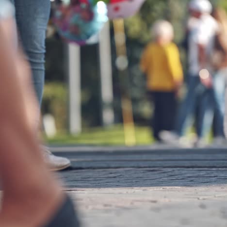 people feet on city street