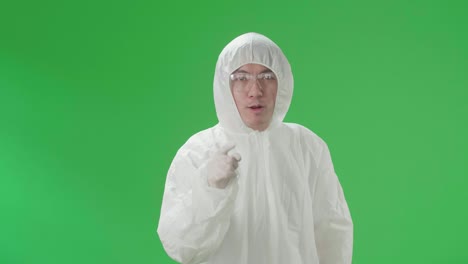 person in protective suit
