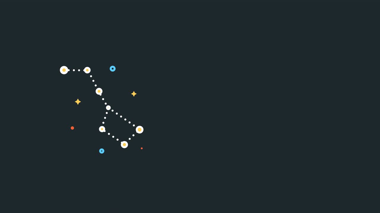 검은색 배경에 만화 별자리의 4k 비디오.