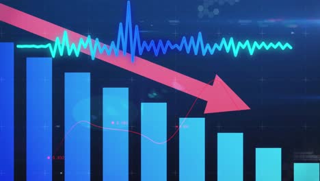 Animation-of-financial-data-processing-on-blue-background