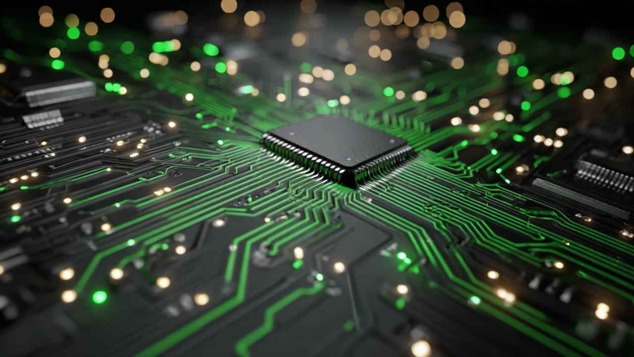 A Close-Up View of a Sophisticated Circuit Board Showcasing Intricate Connections and Illuminated Paths Highlighting Modern Technology and Innovation