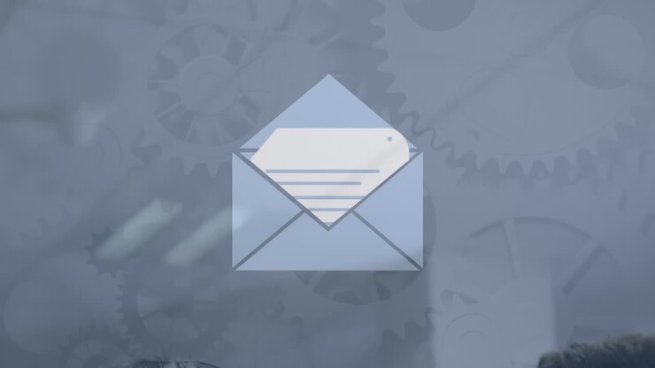 Animation of open envelope email icon over blurred grey background