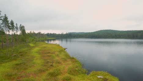 flying past a lake in the lapplands