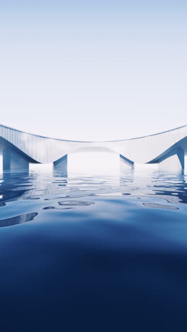 water surface with white building background, 3d rendering.