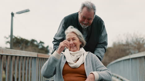 Senior-couple,-nature-and-in-a-wheelchair