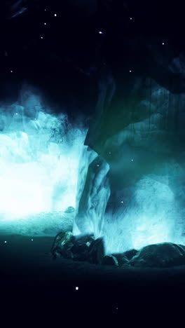 glowing blue ice cave