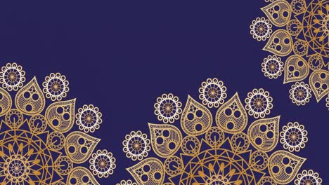 Animation-Von-Drei-Sich-Drehenden-Goldenen-Orientalischen-Zierkreisen-Auf-Dunkelviolettem-Hintergrund