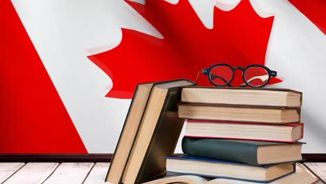 canadian flag and school supplies