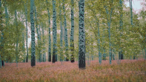 white birch trees in the forest in summer