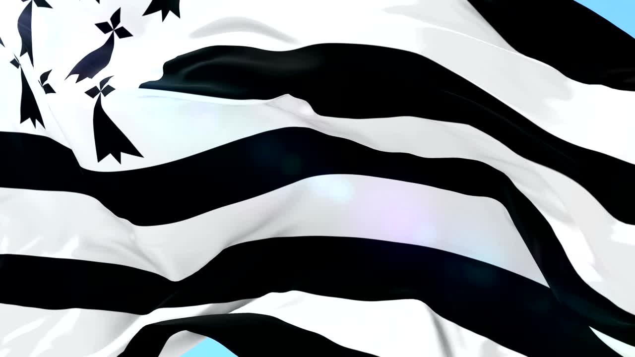 Brittany flag waving at wind in slow, loop