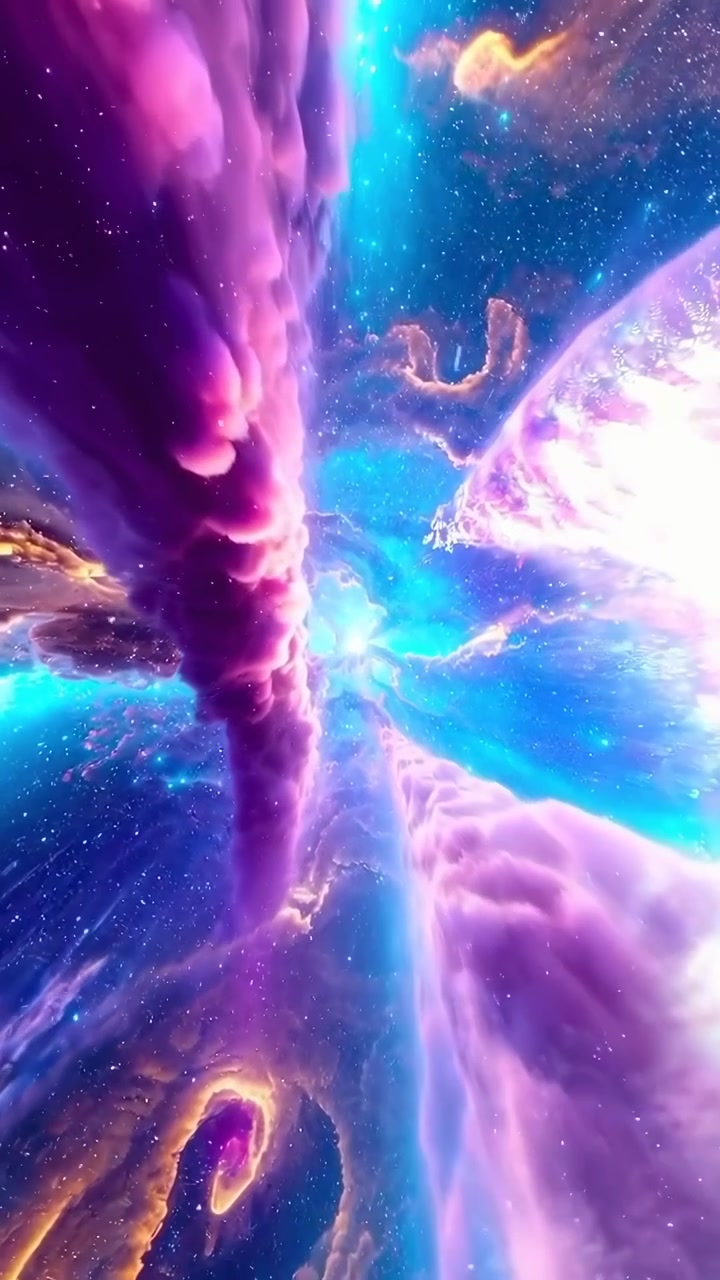 Viaggio cosmico astratto attraverso vibranti nubi di nebulosa