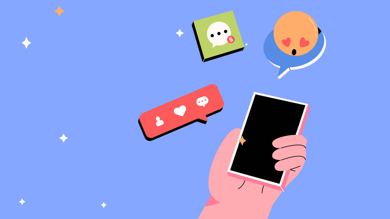 평평한 소셜 미디어 일 일러스트의 모션 그래픽