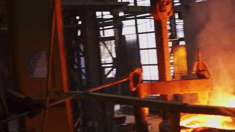 metal smelting process in a factory