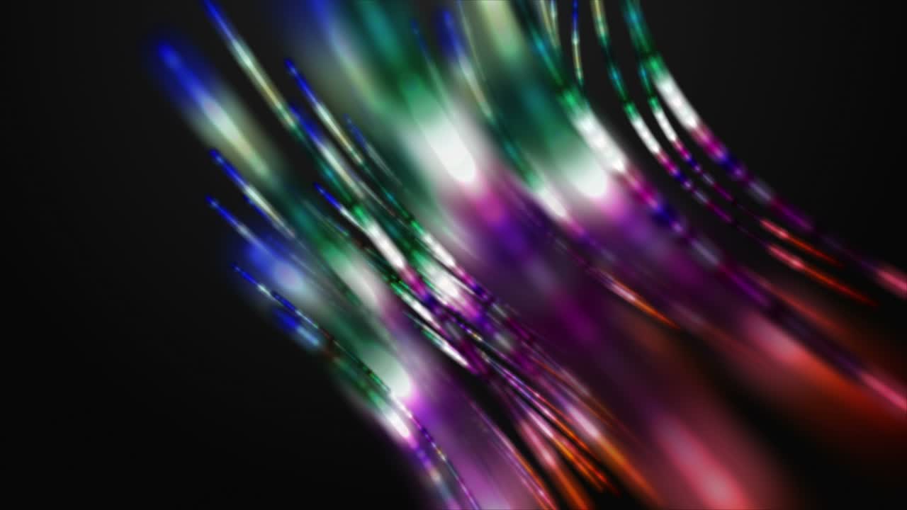 Animación futurista con objetos de rayas brillantes en cámara lenta, bucle 4096x2304 4K