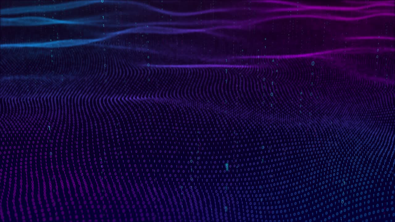 Abstract digital futuristic technology or science dynamic particle waves data flow cyber shine lines