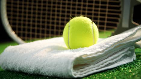 Close-up-of-tennis-ball-on-napkin