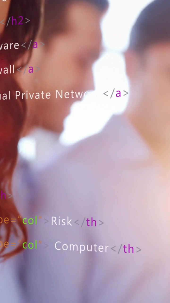 Vertical video: Hand tapping silver phone swiping causing code overlay Risk Computer for IT demo