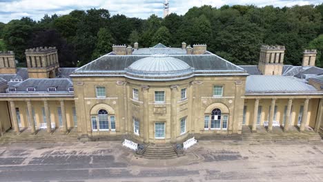 4k30p heaton hall historic architecture aerial view in england landmark