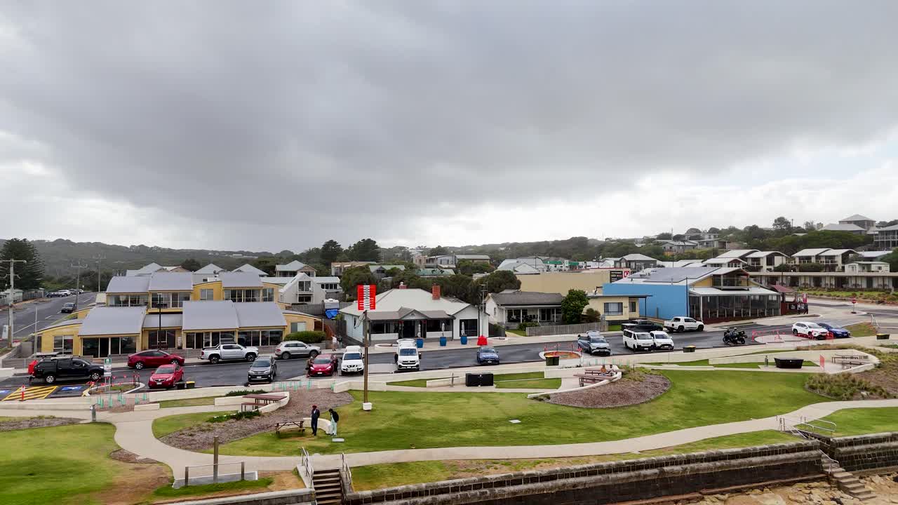 Coastal Town View on a Cloudy Day