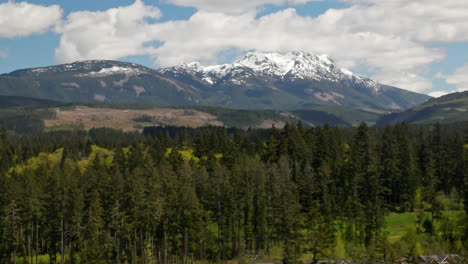 mount arrowsmith snowy summit from port alberni in vancouver island, bc, canada