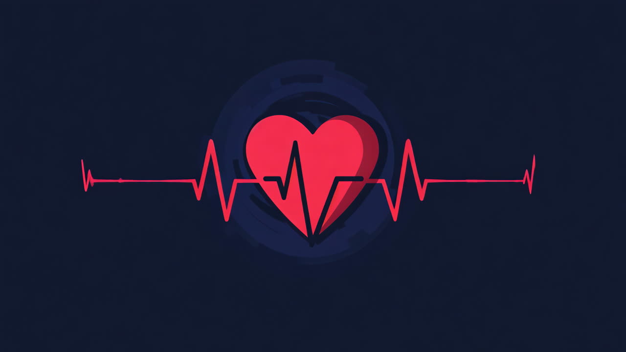 A heart with a red line going through it. The heart is surrounded by a red line that looks like an EKG. Concept of urgency and importance, as the EKG line represents a person's heart rate