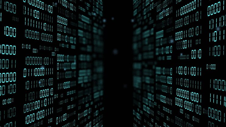 Animation of binary coding and data processing