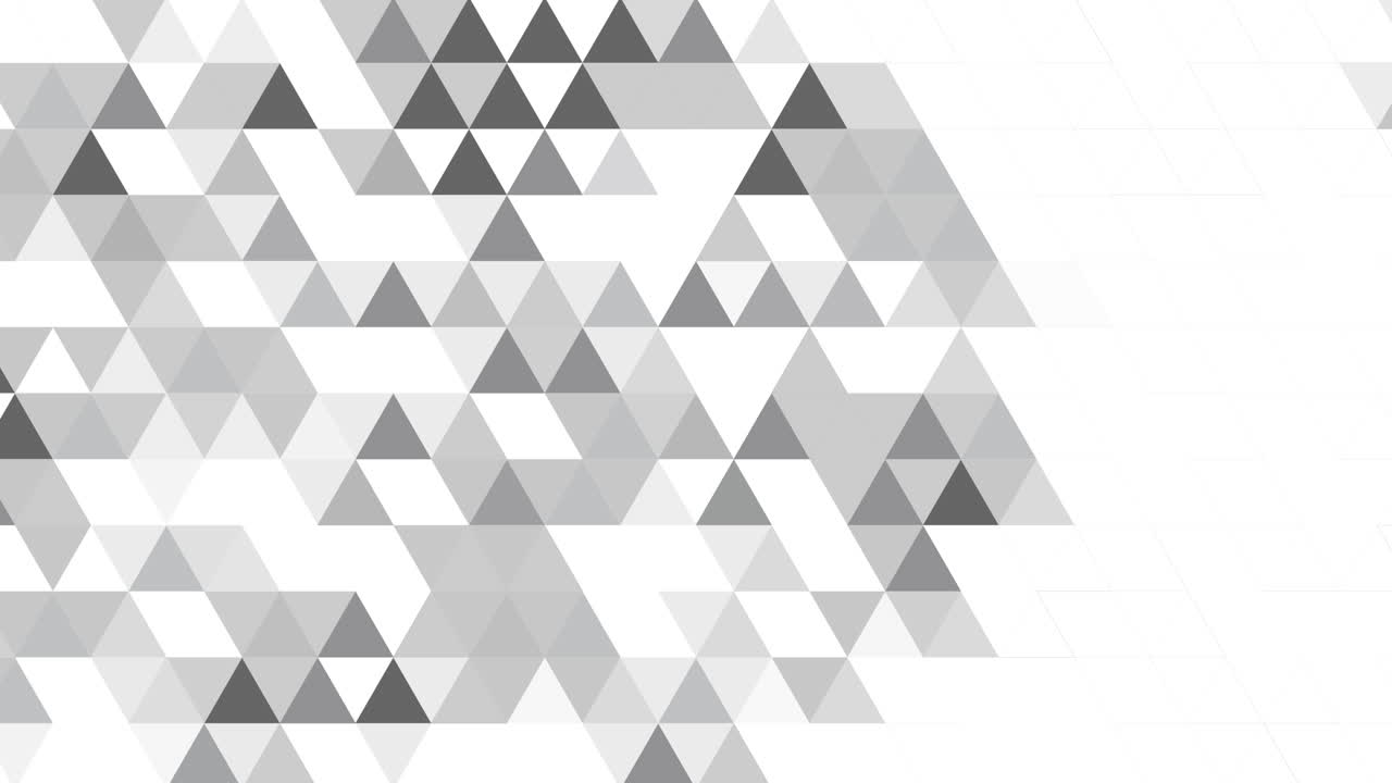 Abstract retro pattern of geometric shapes. Gray gradient mosaic backdrop. Geometric triangular loop animate background.