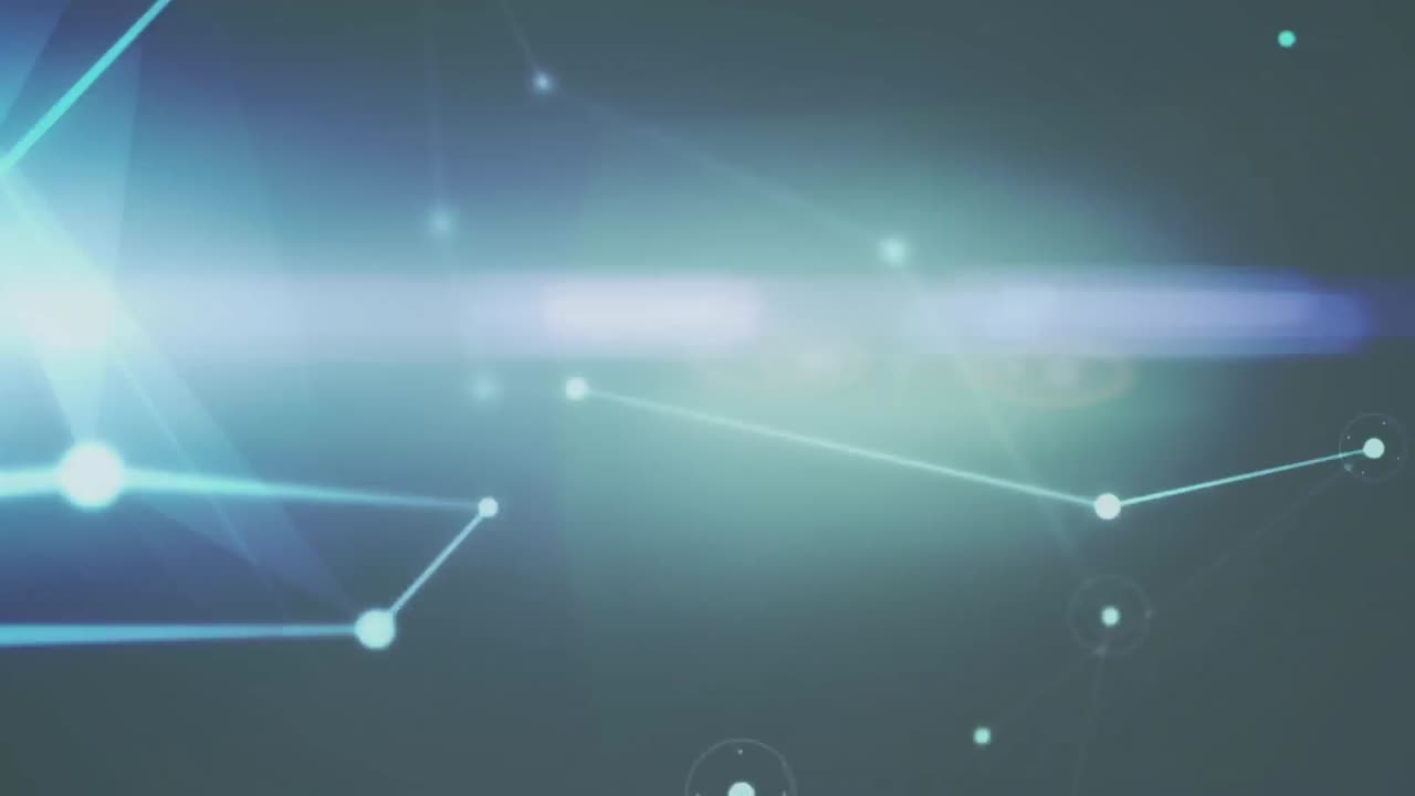 animación de la red de conexiones y procesamiento de datos sobre fondo negro