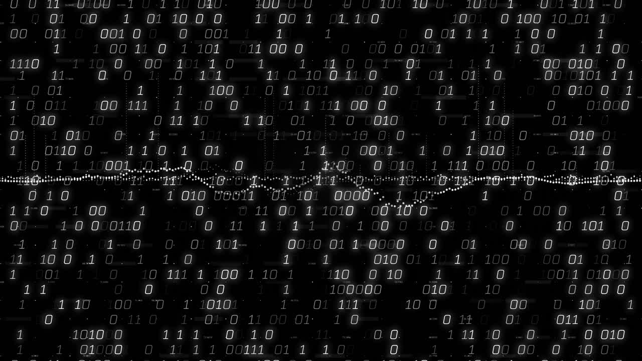 Forming digital network pattern, animation of binary code and data wave