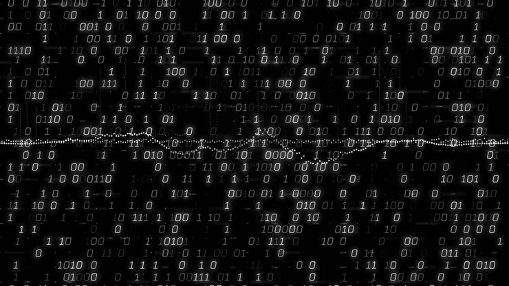 Forming digital network pattern, animation of binary code and data wave