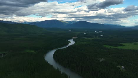 río de cabeza plana rodeado de un exuberante bosque en montana, ee.uu. - toma aérea de drones