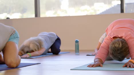 Trainer-Unterstützt-ältere-Frauen-Bei-Der-Durchführung-Von-Yoga-4k