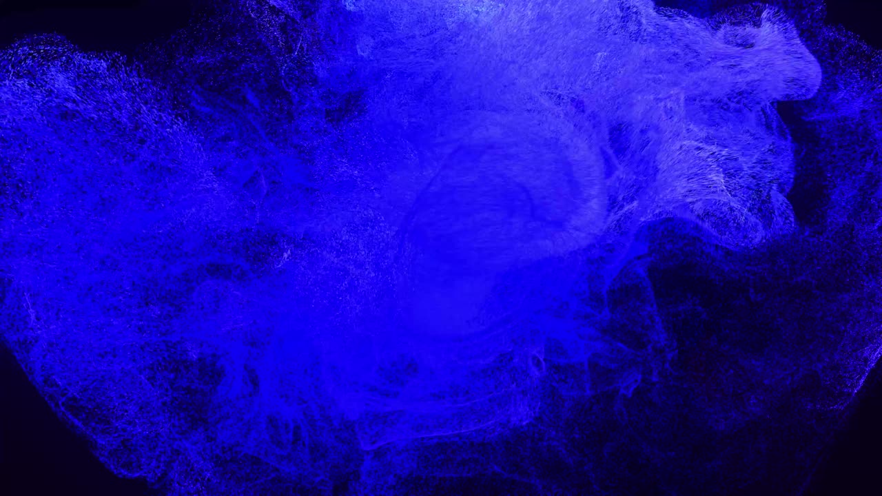 las partículas de brillo se extienden en la cámara como efecto de tinta. la bola emisora emite remolinos de partículas de brilla que forman rastros de luz. luma mate como canal alfa. nube de partículas. bg colorido hermoso con partículas