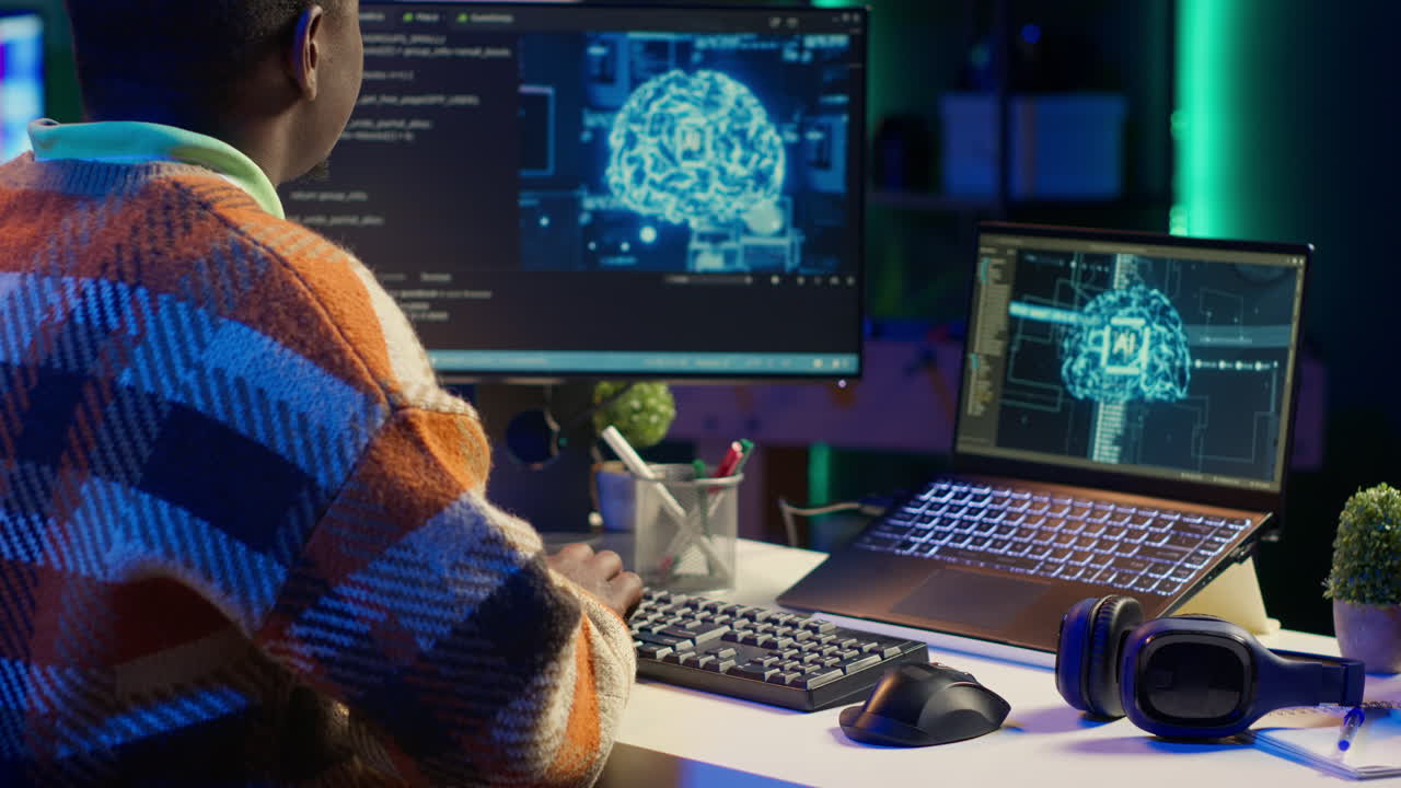 Programmer Working on AI Development