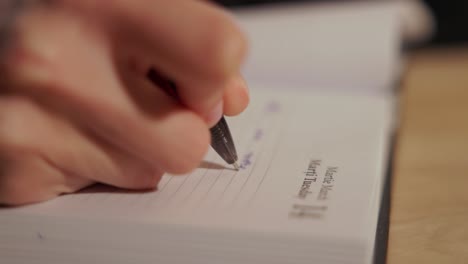 the hand of a woman engaged in writing - close up