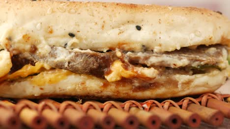 close-up of a delicious beef sandwich