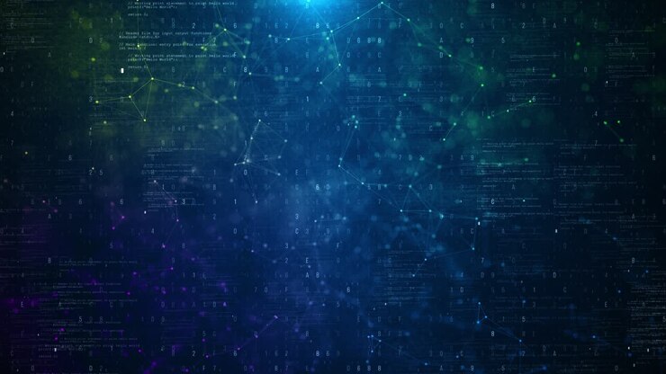 Digital world waves connection connecting points lines polygonal geometric shapes abstract