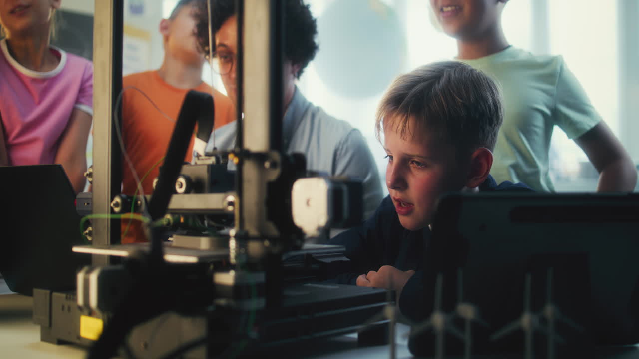 Children Learning 3D Printing in a Classroom