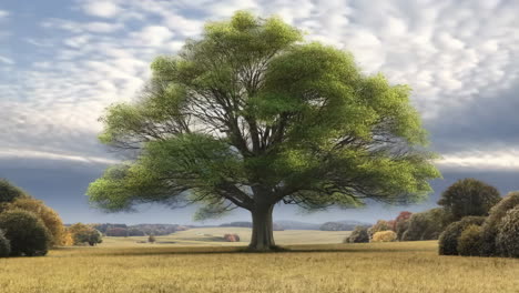 a majestic tree through changing seasons