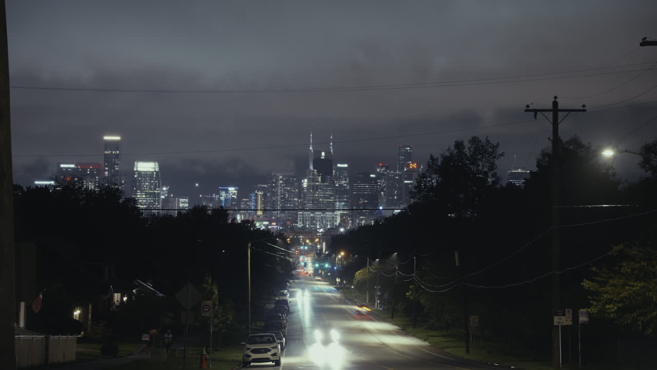Night Cityscape View from Street