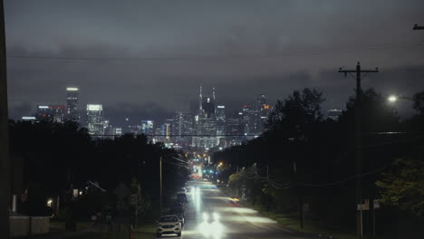night cityscape view from street